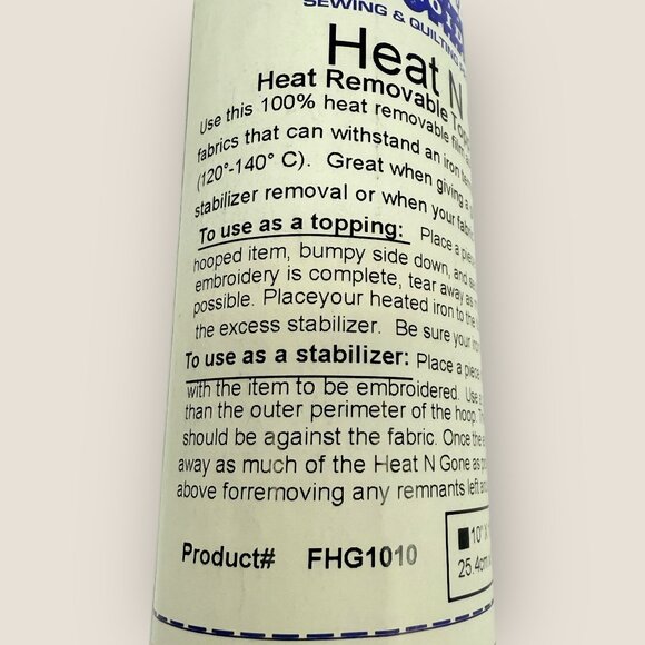 Floriani Heat N Gone Embroidery Stabilizer 10" X 10 Yards New Sewing Quilting - Picture 3 of 3